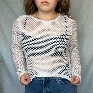 White Fishnet Long Sleeve
